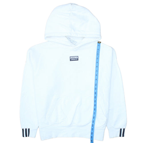 Adidas Womens White Pullover Hoodie Size 12 Relaxed Fit