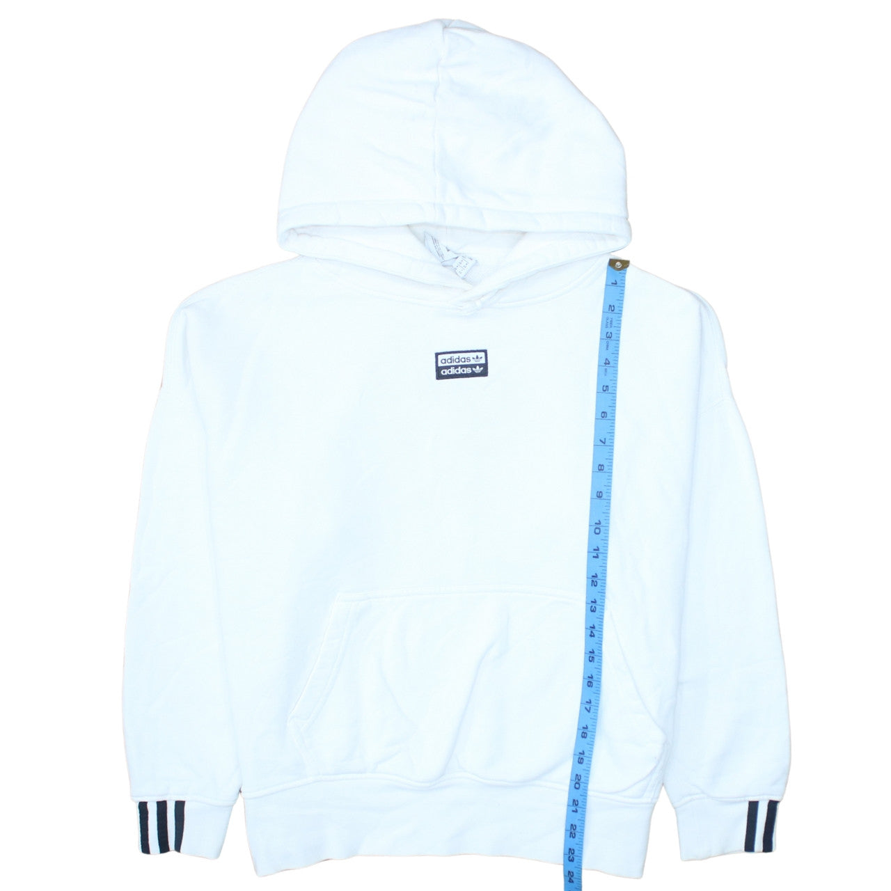 Adidas Womens White Pullover Hoodie Size 12 Relaxed Fit