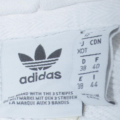 Adidas Womens White Pullover Hoodie Size 12 Relaxed Fit