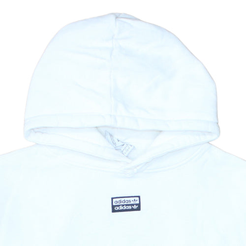 Adidas Womens White Pullover Hoodie Size 12 Relaxed Fit