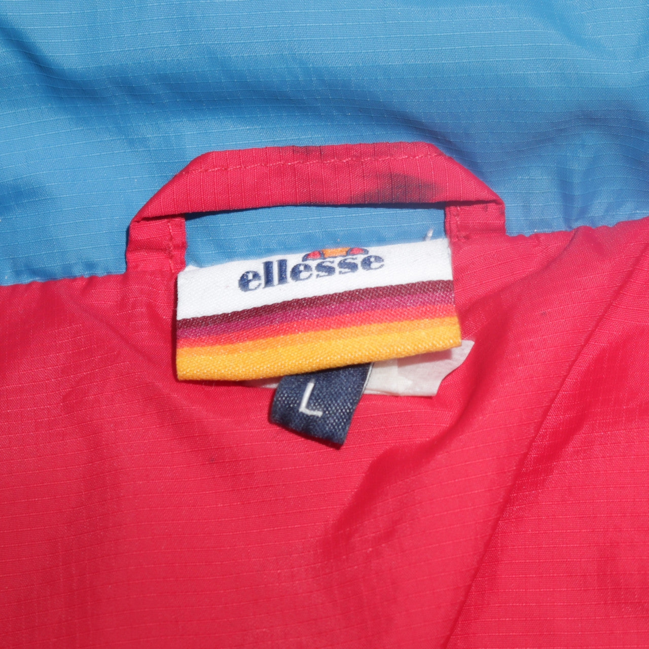 Ellesse Men's Red Blue Hooded 1/4 Zip Windbreaker Jacket Size L