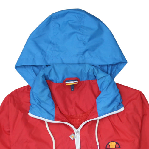 Ellesse Men's Red Blue Hooded 1/4 Zip Windbreaker Jacket Size L