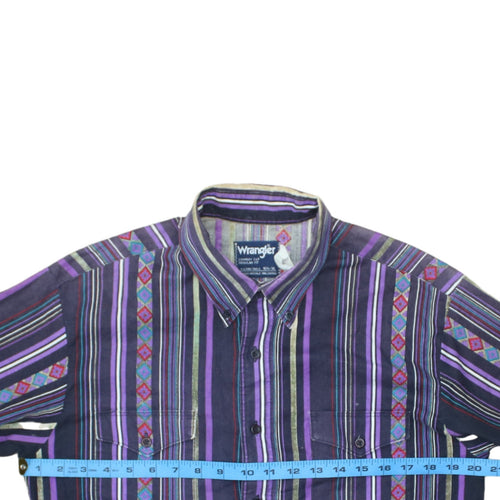 Wrangler Men's Purple Striped Western Button-Up Shirt 16.5” Regular Fit