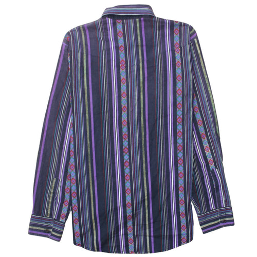 Wrangler Men's Purple Striped Western Button-Up Shirt 16.5” Regular Fit