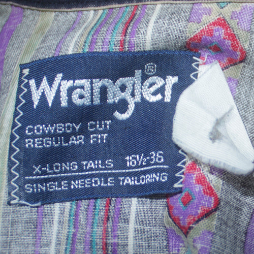Wrangler Men's Purple Striped Western Button-Up Shirt 16.5” Regular Fit