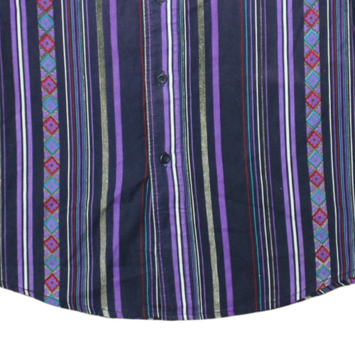 Wrangler Men's Purple Striped Western Button-Up Shirt 16.5” Regular Fit