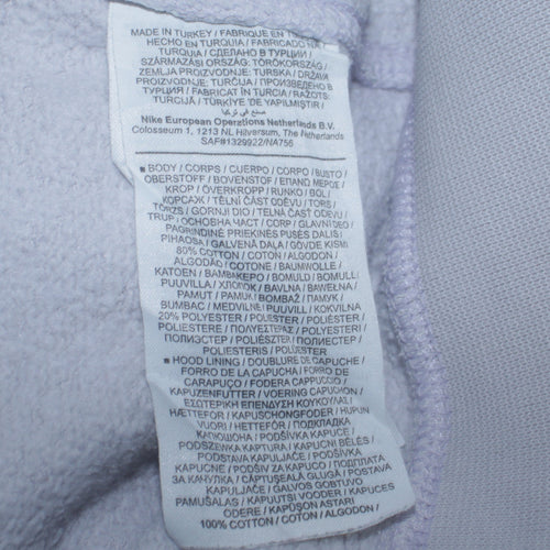 Nike Men's White Pullover Hoodie M Fleece Regular Fit