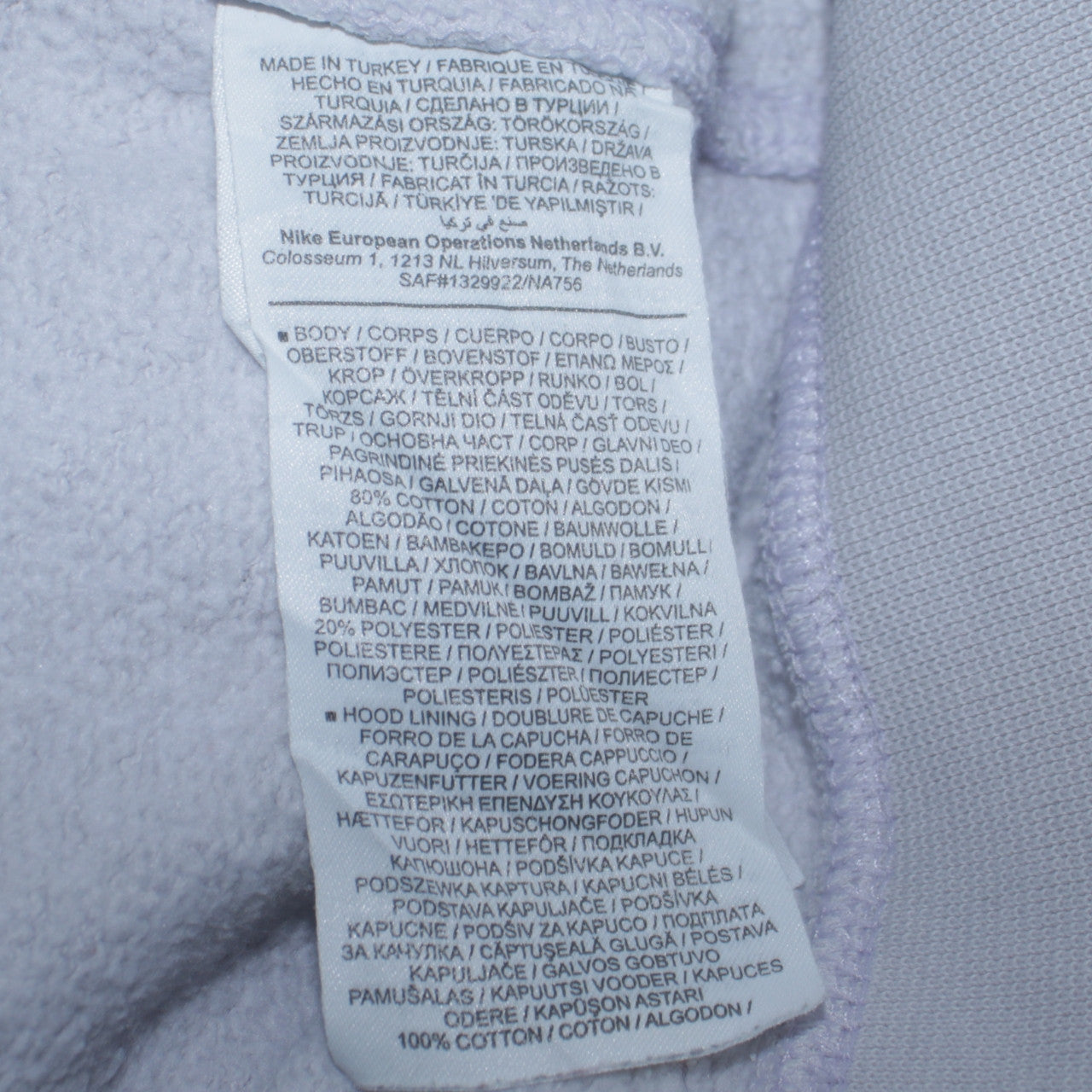 Nike Men's White Pullover Hoodie M Fleece Regular Fit