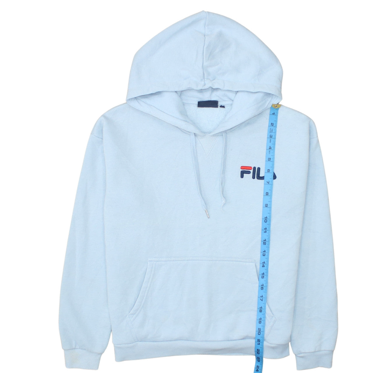 Fila Womens Light Blue Pullover Hoodie Small Polyester Cotton Blend