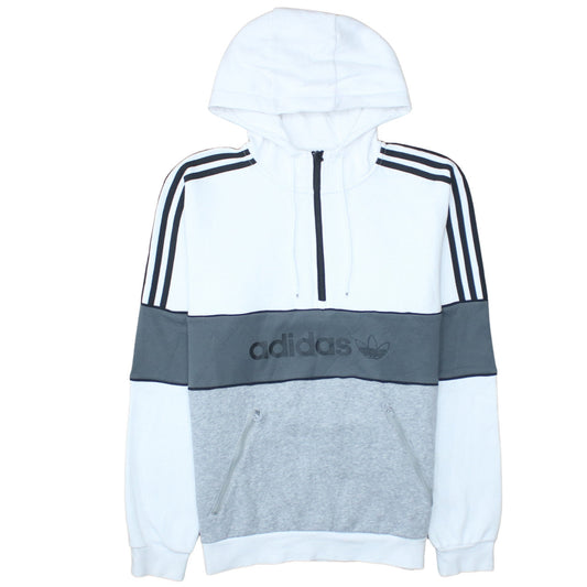 Adidas Men's White 1/2 Zip Hoodie Small Regular Fit Sportswear