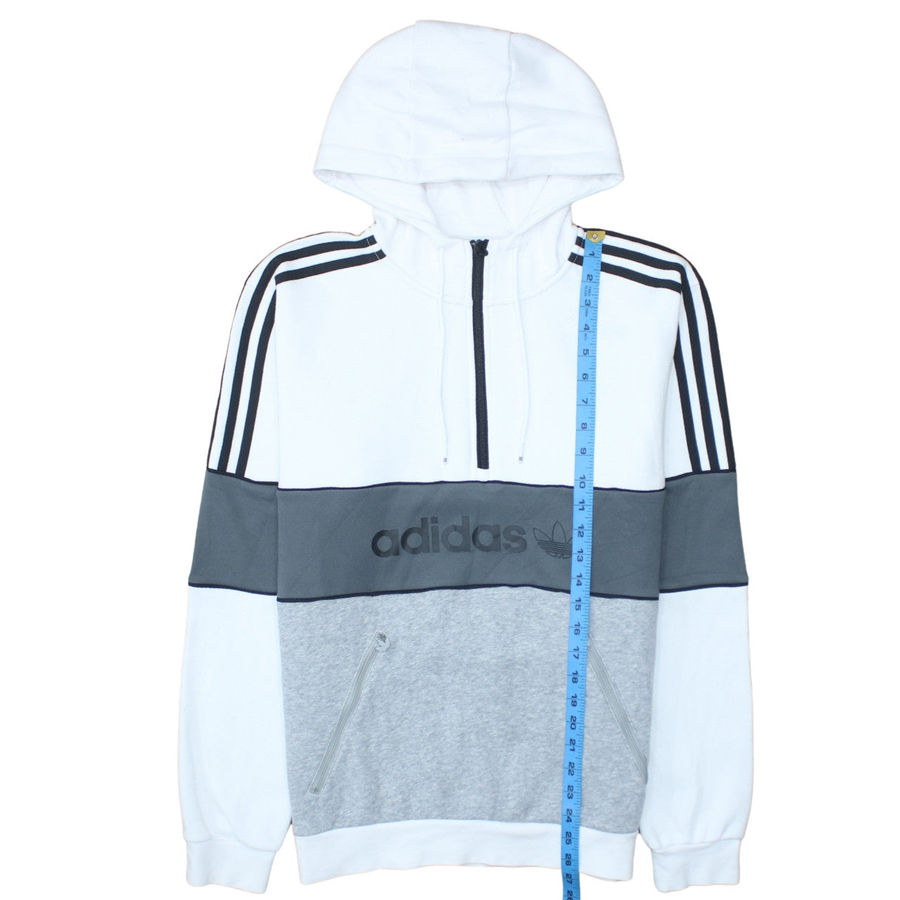 Adidas Men's White 1/2 Zip Hoodie Small Regular Fit Sportswear