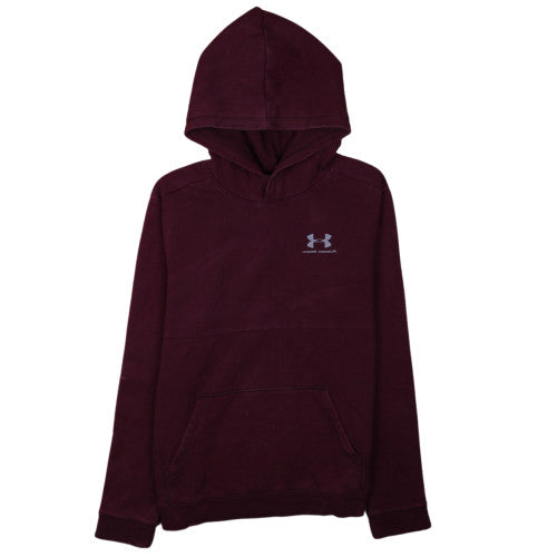 Under Armour Boys Burgundy Pullover Hoodie YXL Loose Fit ColdGear