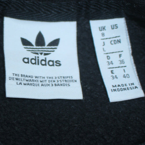 Adidas Women Black Crew Neck Logo Sweatshirt UK 8 Lined Casual