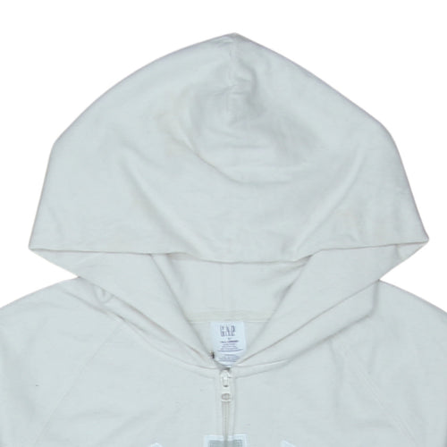 GAP Women’s White Full Zip Hoodie Size S Tall Cotton Blend