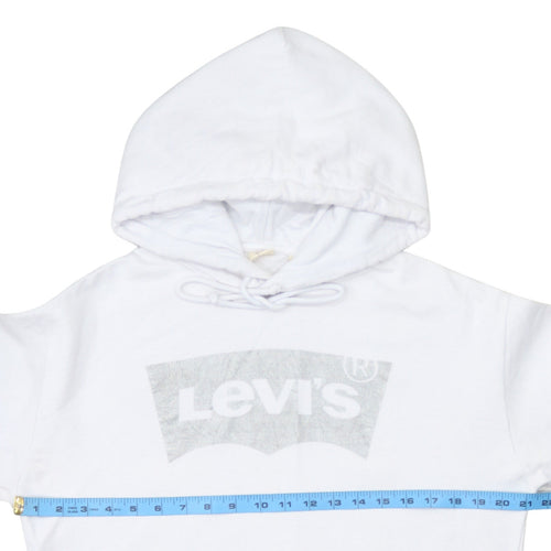 Levi's Men's White Pullover Hoodie Small Logo Graphic Fleece