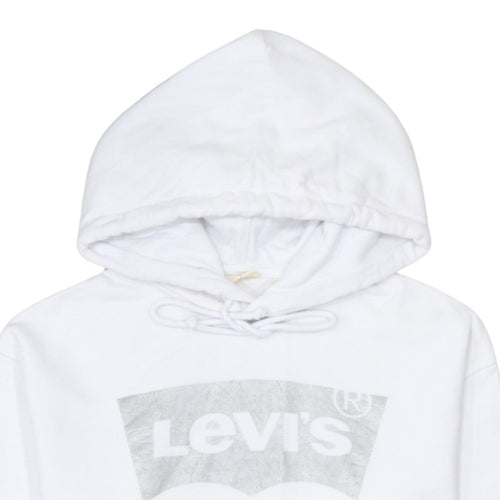 Levi's Men's White Pullover Hoodie Small Logo Graphic Fleece