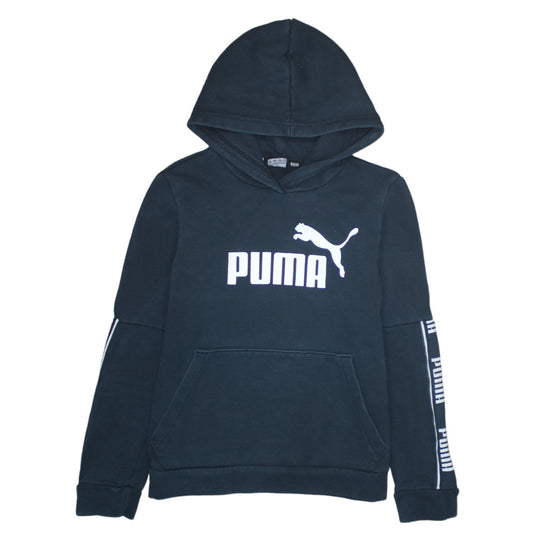Puma Womens Black Pullover Hoodie Medium Logo Print Casual Sweatshirt