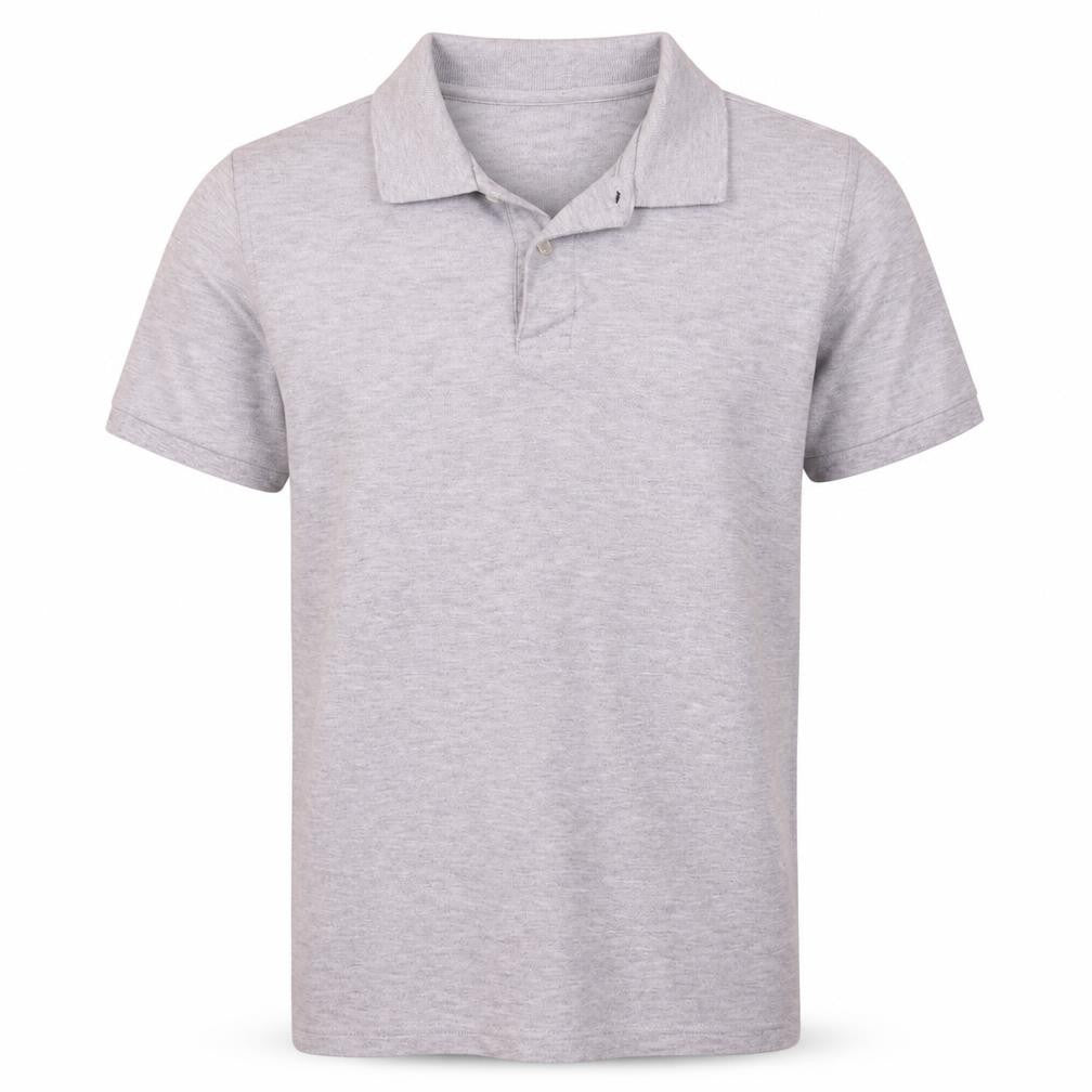 Front view of Lee men’s grey short sleeve polo shirt, size L, regular fit