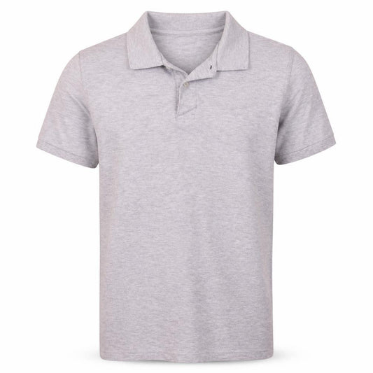 Front view of Lee men’s grey short sleeve polo shirt, size L, regular fit