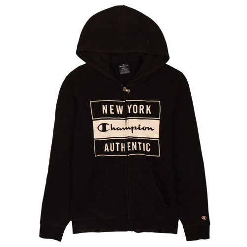 Champion Men's Black Full Zip Hoodie Small Graphic New York Authentic