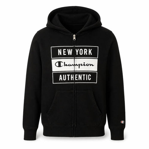 Champion Men's Black Full Zip Hoodie Small Graphic New York Authentic