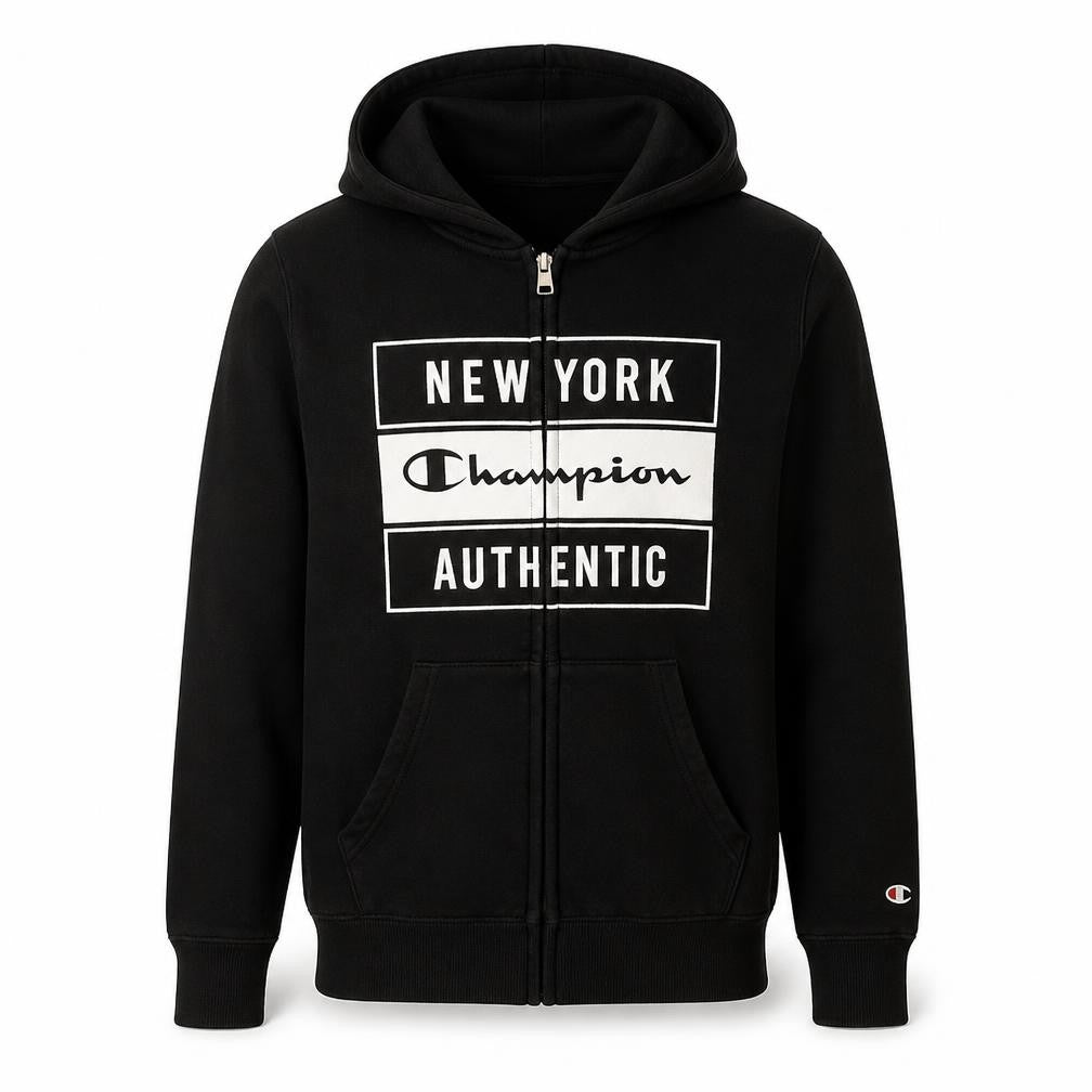 Champion Men's Black Full Zip Hoodie Small Graphic New York Authentic