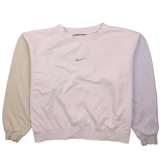 Nike Women’s Beige Colourblock Crew Neck Sweatshirt Size M