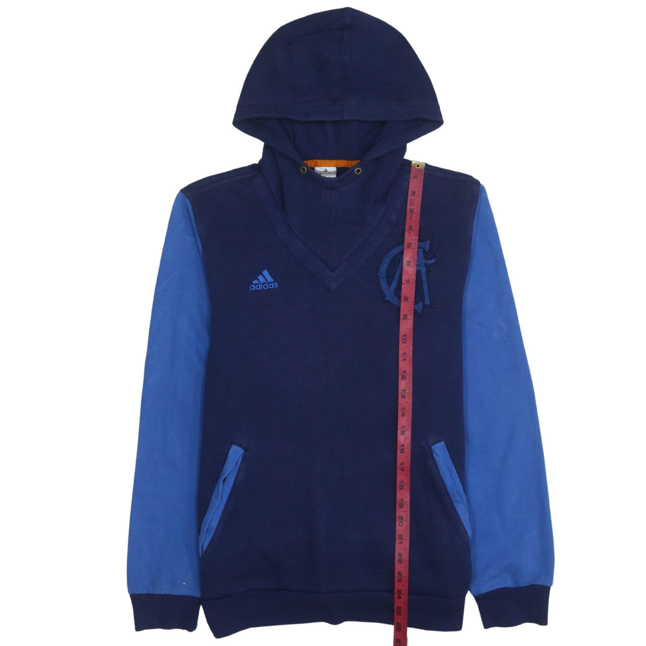 Adidas Men's Blue Pullover Hoodie Medium Embroidered Logo