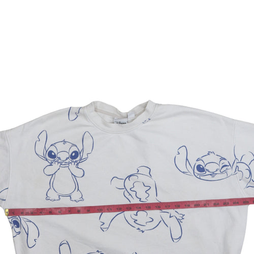Disney Women White Stitch Print Pullover Sweatshirt Size 14/16