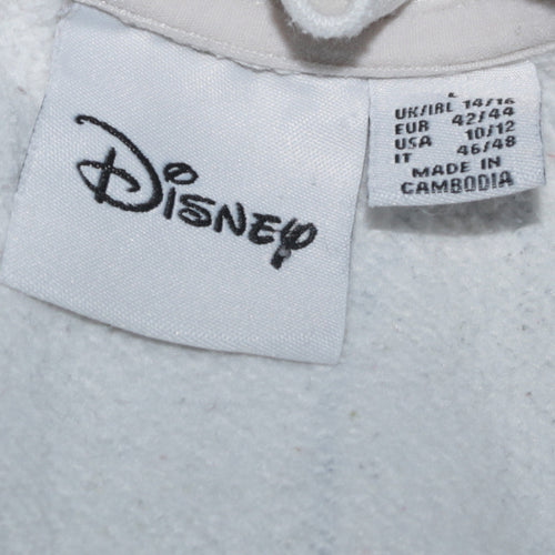 Disney Women White Stitch Print Pullover Sweatshirt Size 14/16