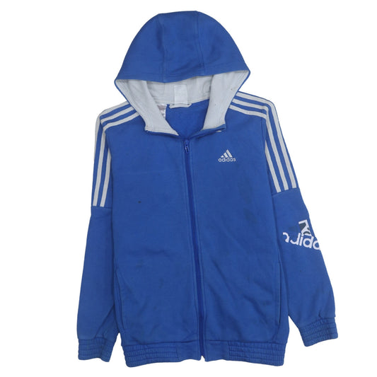 Adidas Boys Blue Full Zip Hoodie Size 13-14 Years Classic Sportswear