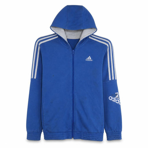 Adidas Boys Blue Full Zip Hoodie Size 13-14 Years Classic Sportswear