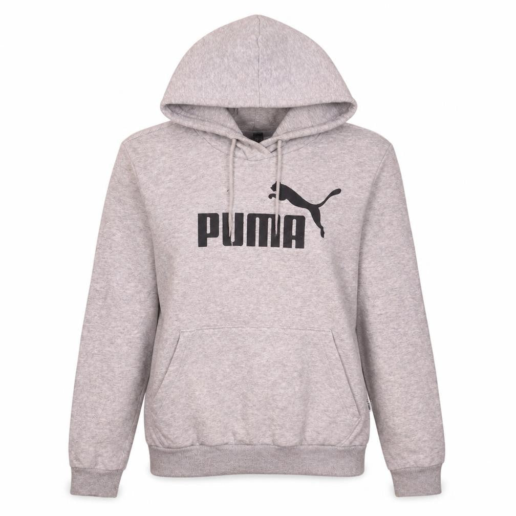 Front view of Puma Women’s Grey Hoodie, size UK 10, Pullover Logo Cotton Blend
