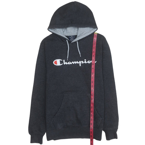 Champion Men's Black Small Pullover Hoodie Logo Fleece Sweatshirt