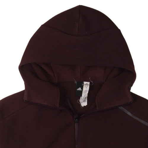 Adidas Men's Brown Full Zip Hoodie Size M Regular Fit