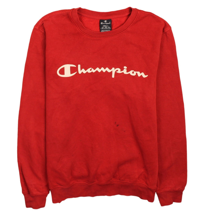Champion Men Red Pullover Sweatshirt Small Crew Neck Athletic Fleece