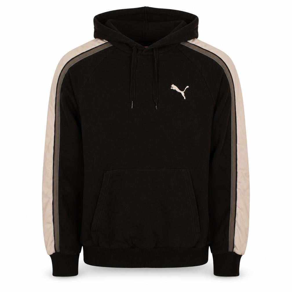 Front view of Puma Men's Black Small Pullover Hoodie with Logo Sports Style
