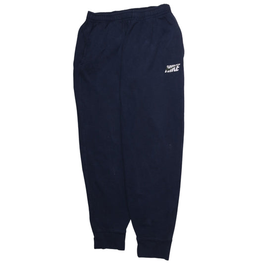 Nike Men's Blue Fleece Sweatpants L Regular Fit Elastic Waist Joggers