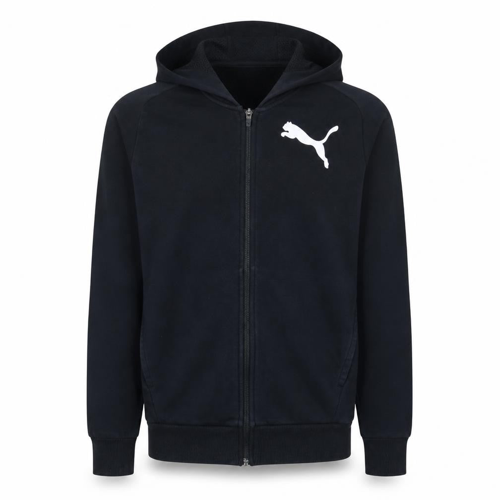 Front view of Puma Men’s Black Full Zip Hoodie Small Regular Fit