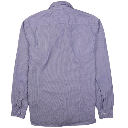 Tommy Hilfiger Men's Blue Striped Classic Fit Long Sleeve Shirt M