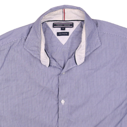 Tommy Hilfiger Men's Blue Striped Classic Fit Long Sleeve Shirt M