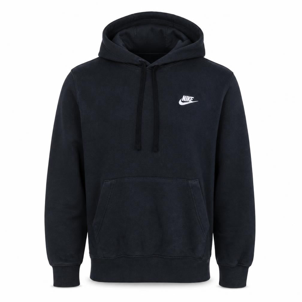 Front view of Nike Men's Black Pullover Hoodie, size S, Regular Fit Sports Style