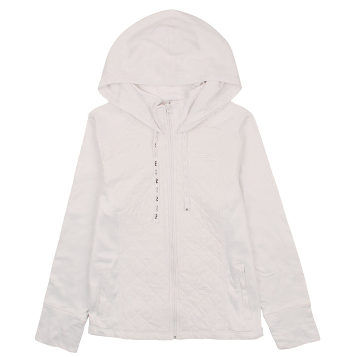 Fila Sport Women White Full Zip Quilted Hoodie Size L
