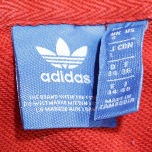 Adidas Women’s Red Pullover Hoodie Size 8 Logo Print Cotton Sweatshirt