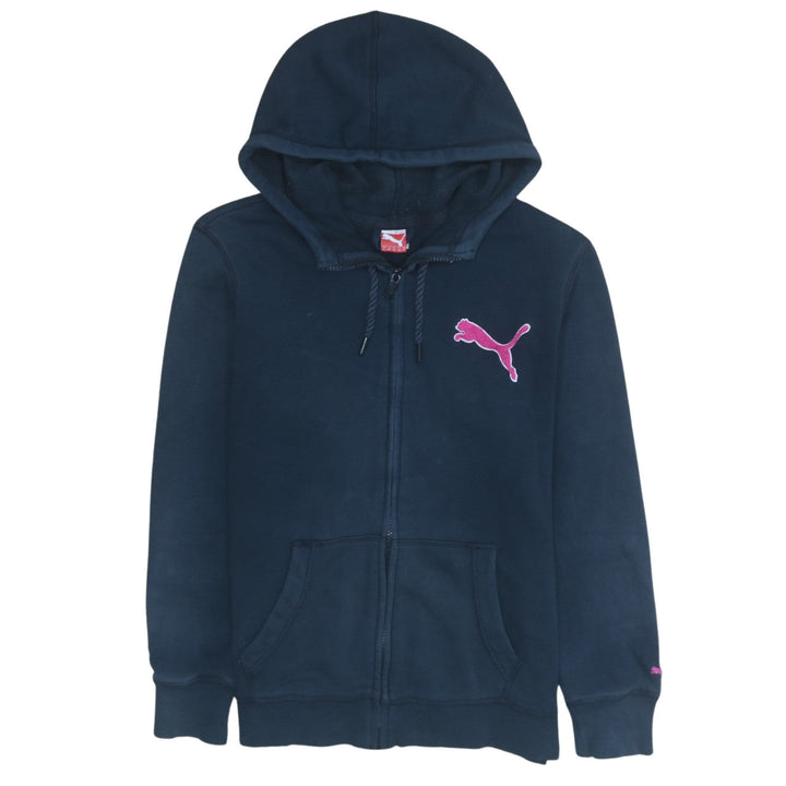 Puma Men's Blue Full Zip Hoodie Size L Logo Fleece Sweatshirt