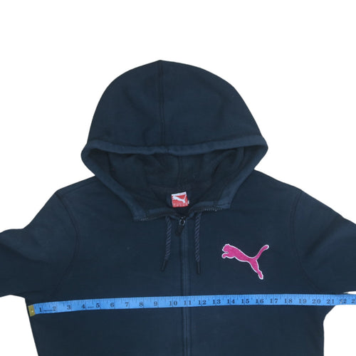 Puma Men's Blue Full Zip Hoodie Size L Logo Fleece Sweatshirt