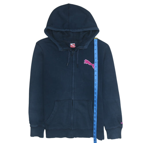 Puma Men's Blue Full Zip Hoodie Size L Logo Fleece Sweatshirt