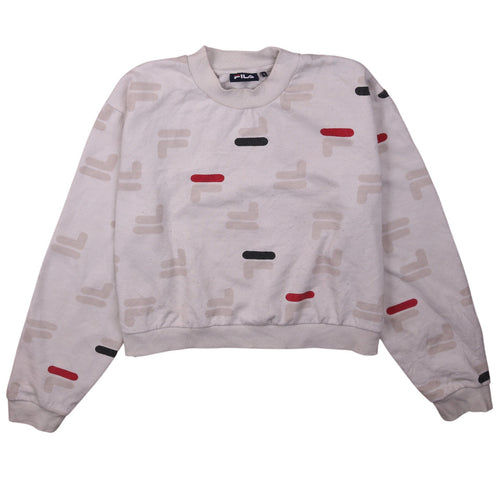 Fila Womens Beige Logo Print Crew Neck Sweatshirt XL