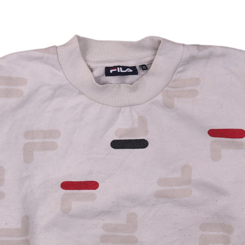 Fila Womens Beige Logo Print Crew Neck Sweatshirt XL