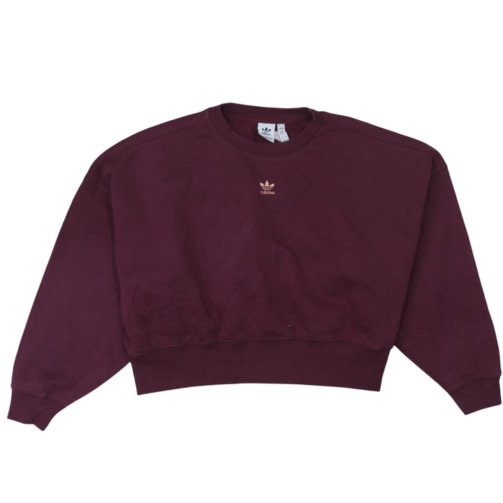 Adidas Women Burgundy Crew Neck Sweatshirt Size 8 Cotton Blend